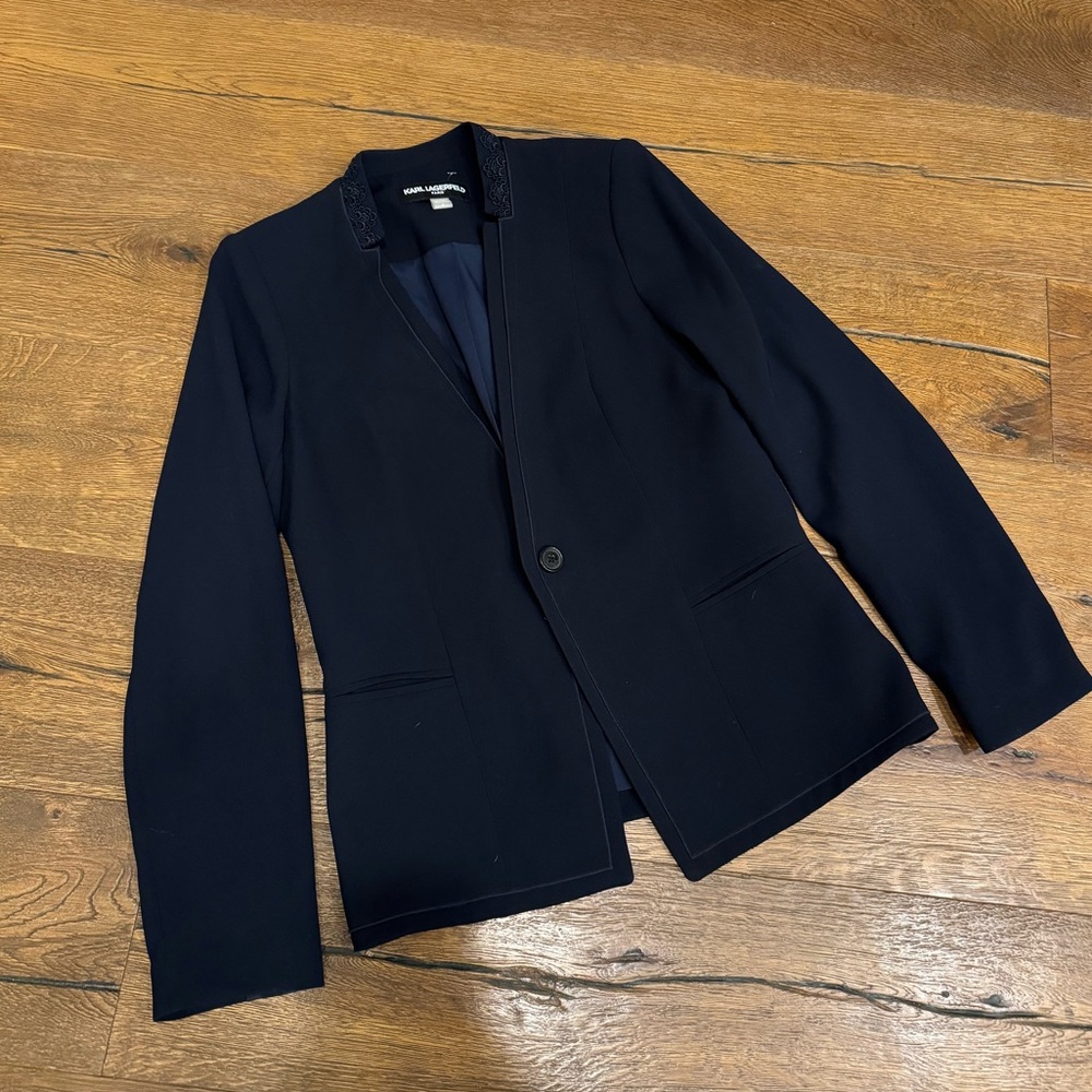 Karl Lagerfeld Paris Navy Blue Blazer